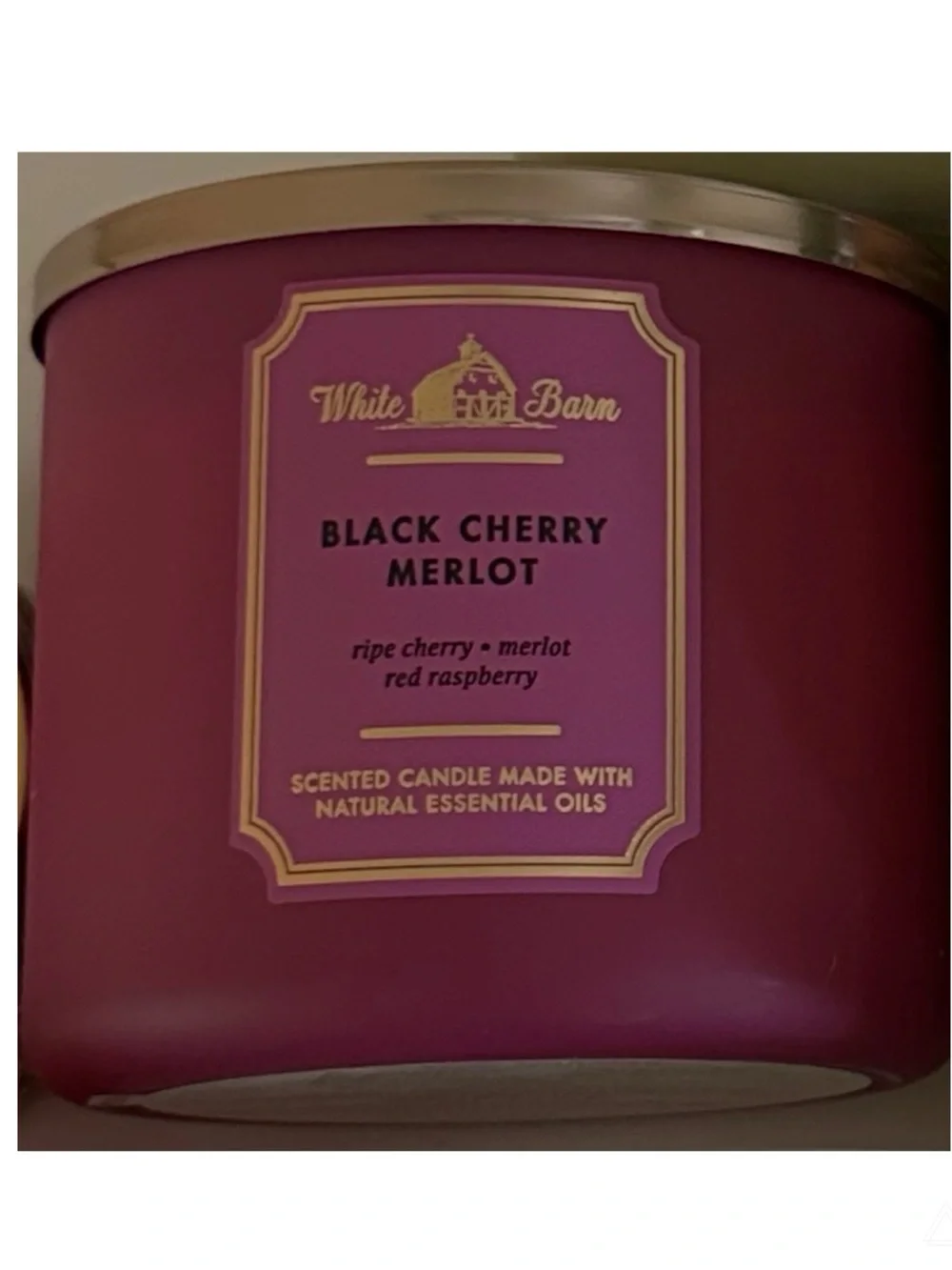 Bath & Body Works Black Cherry Merlot Candle - Fuchsia & Gold
